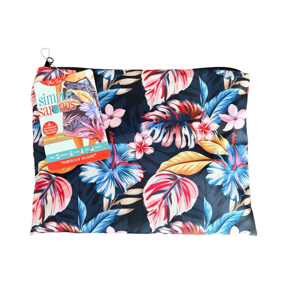 Simple Sarongs Hibiscus Island Plus Size Beach Cover Up Towel Wrap NWT Tropical